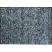 Photo of Navy and Black Oriental Washable Non Skid Indoor Outdoor Area Rug