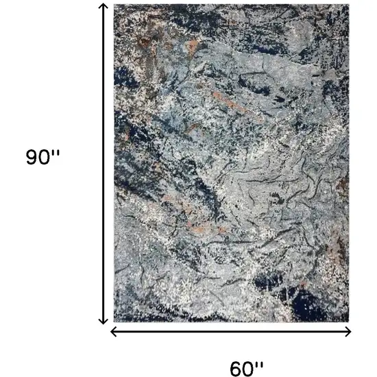 Navy and Gray Abstract Ice Area Rug Photo 3