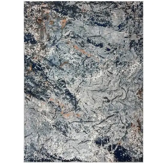 Navy and Gray Abstract Ice Area Rug Photo 2