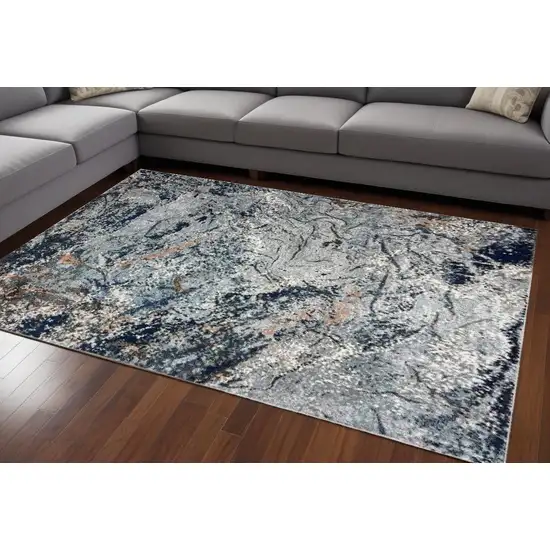 Navy and Gray Abstract Ice Area Rug Photo 1