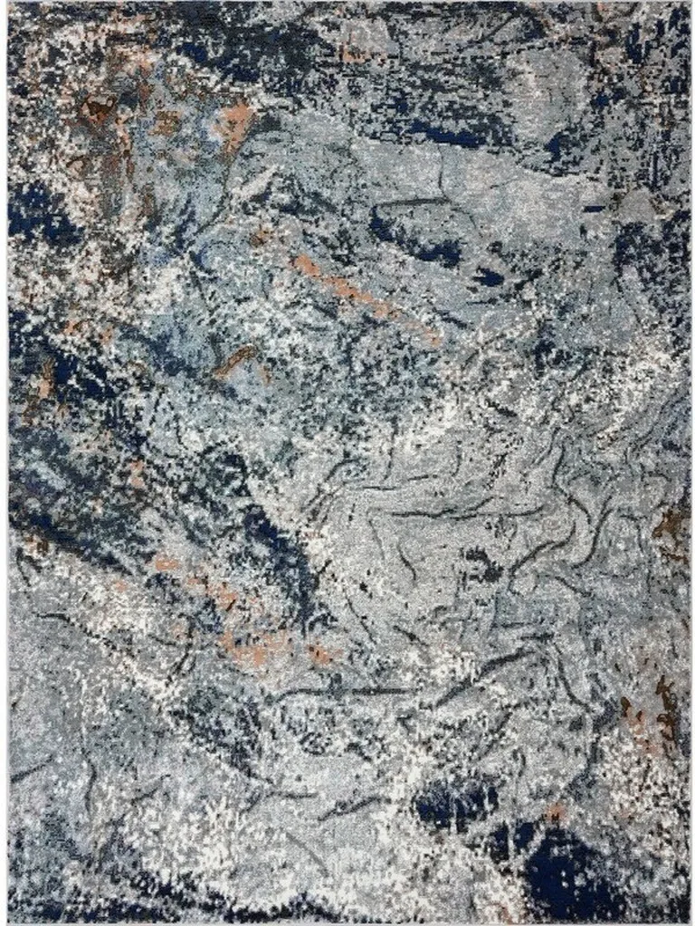 Navy and Gray Abstract Ice Area Rug Photo 1