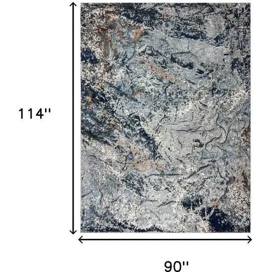 Navy and Gray Abstract Ice Area Rug Photo 3