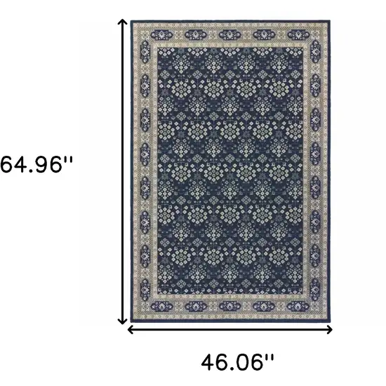 Navy And Gray Floral Ditsy Area Rug Photo 3