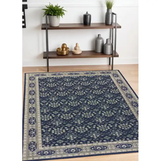 Navy And Gray Floral Ditsy Area Rug Photo 1