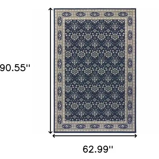 Navy and Gray Floral Ditsy Area Rug Photo 6