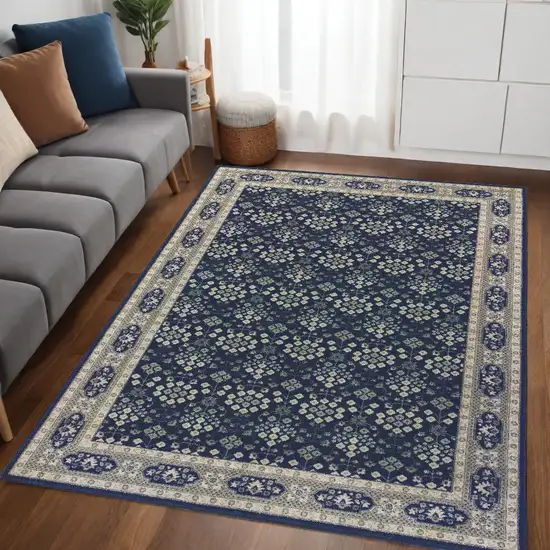 Navy And Gray Floral Ditsy Area Rug Photo 1