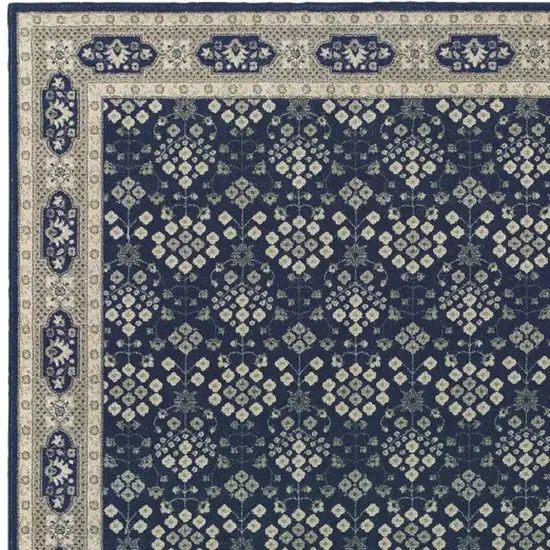 Navy and Gray Floral Ditsy Area Rug Photo 4