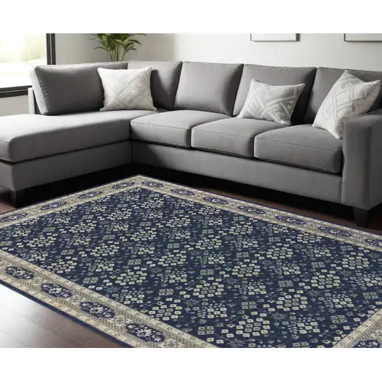 Navy And Gray Floral Ditsy Area Rug Photo 2