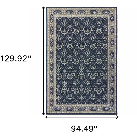 Navy and Gray Floral Ditsy Area Rug Photo 6