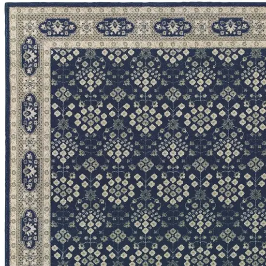 Navy and Gray Floral Ditsy Area Rug Photo 4