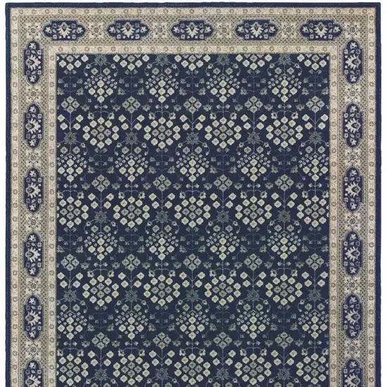 Navy and Gray Floral Ditsy Area Rug Photo 5