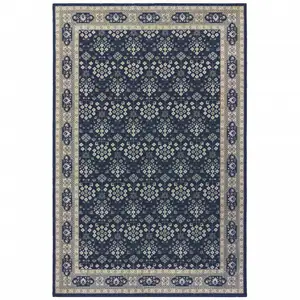 Photo of Navy and Gray Floral Ditsy Area Rug