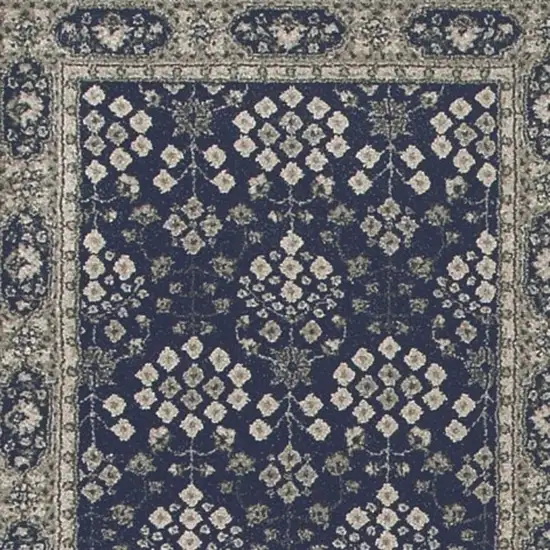 Navy and Gray Floral Ditsy Runner Rug Photo 4