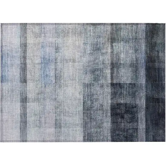 Navy and Gray Ombre Washable Non Skid Indoor Outdoor Area Rug Photo 4