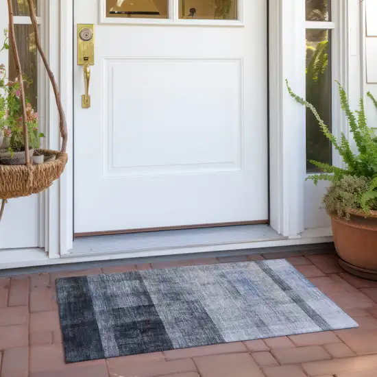 Navy and Gray Ombre Washable Non Skid Indoor Outdoor Area Rug Photo 8