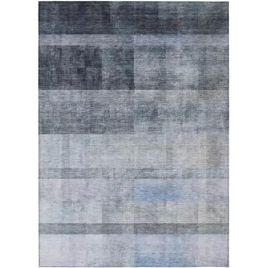 Navy and Gray Ombre Washable Non Skid Indoor Outdoor Area Rug Photo 2