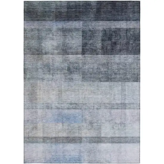 Navy and Gray Ombre Washable Non Skid Indoor Outdoor Area Rug Photo 4