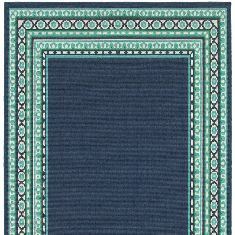 Navy and Green Geometric Indoor Outdoor Area Rug Photo 3