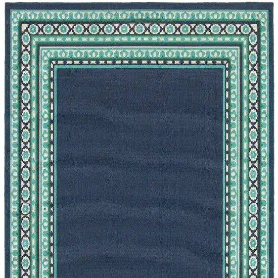 Navy and Green Geometric Indoor Outdoor Area Rug Photo 4