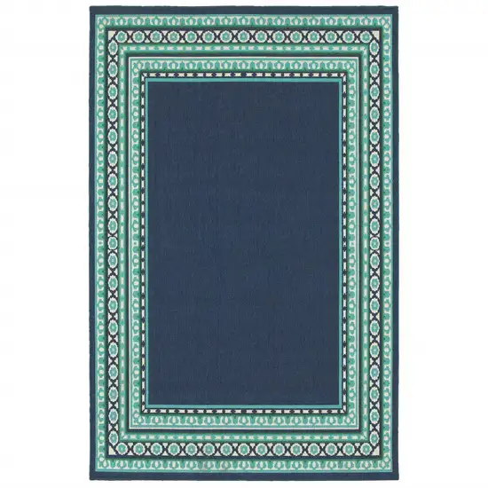 Navy and Green Geometric Indoor Outdoor Area Rug Photo 3