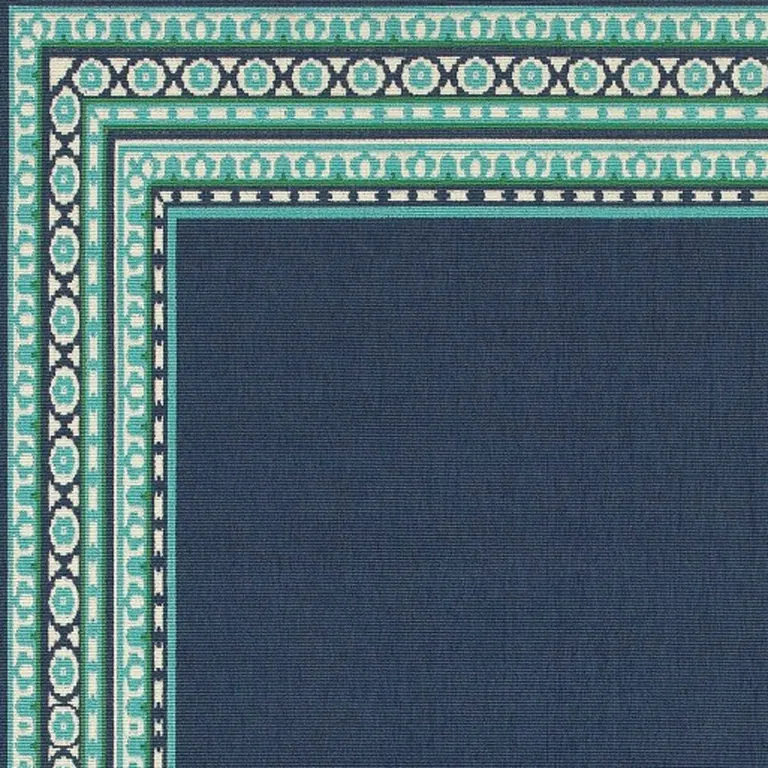 Navy and Green Geometric Indoor Outdoor Area Rug Photo 4