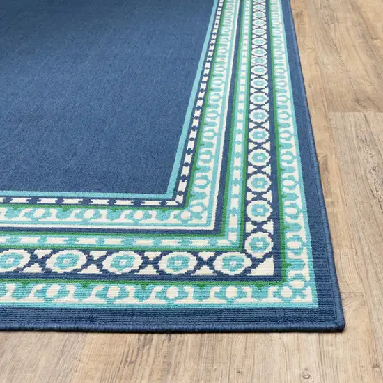 Navy and Green Geometric Indoor Outdoor Area Rug Photo 6