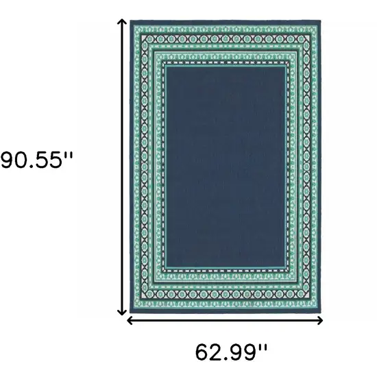 Navy and Green Geometric Indoor Outdoor Area Rug Photo 8