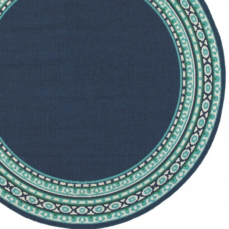 Navy and Green Geometric Indoor Outdoor Area Rug Photo 4