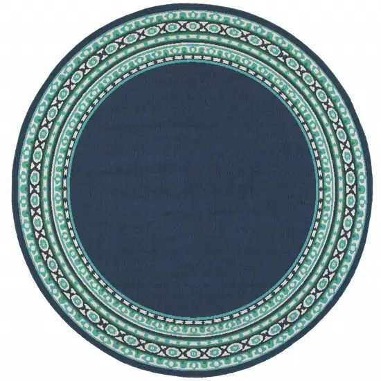 Navy and Green Geometric Indoor Outdoor Area Rug Photo 1