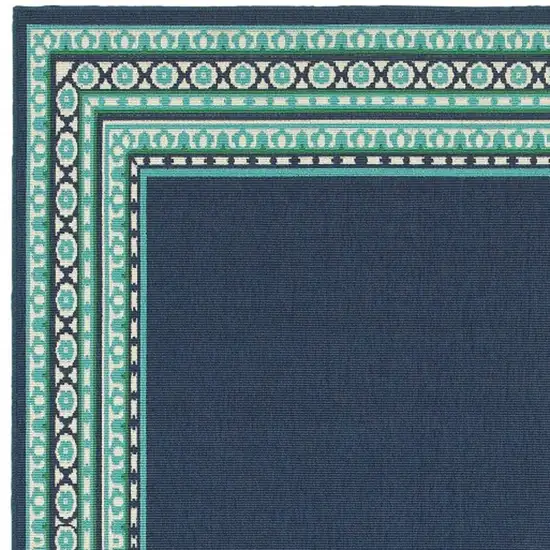 Navy and Green Geometric Indoor Outdoor Area Rug Photo 4