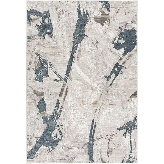 Navy and Ivory Abstract Distressed Area Rug Photo 2