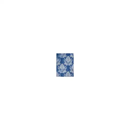 Navy and Ivory Damask Area Rug Photo 1