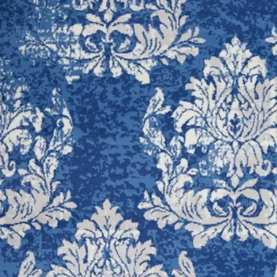 Blue And Ivory Floral Dhurrie Area Rug Photo 3