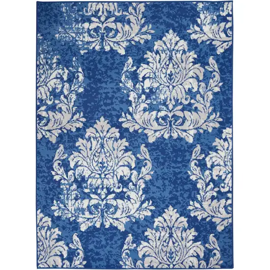 Blue And Ivory Floral Dhurrie Area Rug Photo 2