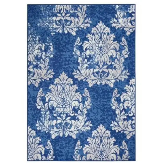 Blue And Ivory Floral Dhurrie Area Rug Photo 6