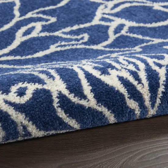 Blue And Ivory Floral Power Loom Area Rug Photo 6