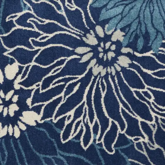 Blue And Ivory Floral Area Rug Photo 5