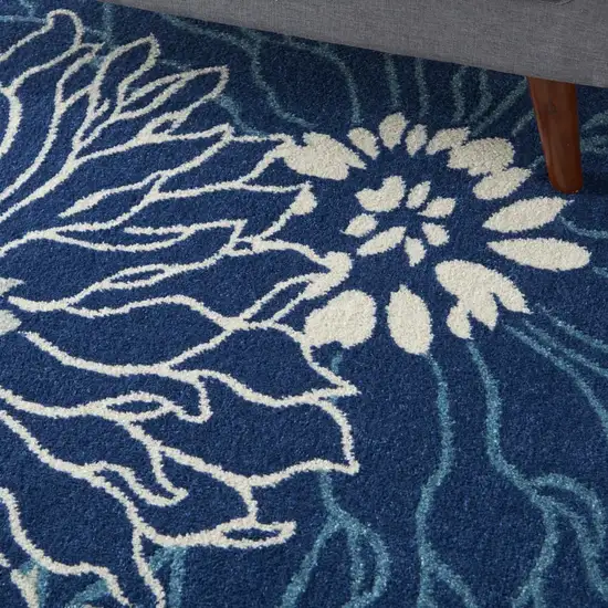 Navy and Ivory Floral Area Rug Photo 4