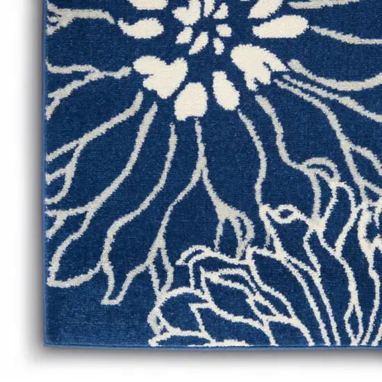 Navy and Ivory Floral Area Rug Photo 5