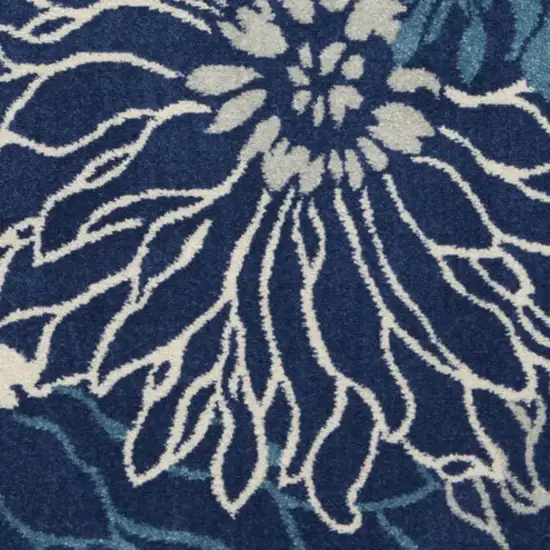 Blue And Ivory Floral Area Rug Photo 4