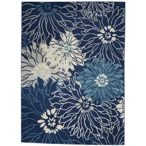 Photo of Navy and Ivory Floral Area Rug