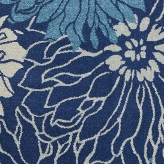 Blue And Ivory Floral Area Rug Photo 5