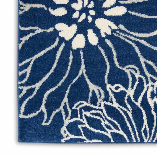 Navy and Ivory Floral Area Rug Photo 5