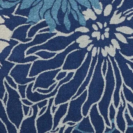 Blue And Ivory Floral Area Rug Photo 5