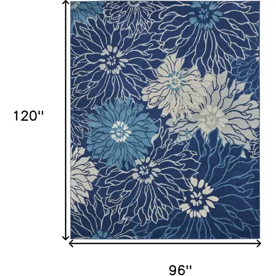 Blue And Ivory Floral Area Rug Photo 8