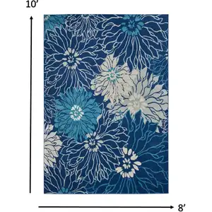 Photo of Navy and Ivory Floral Area Rug