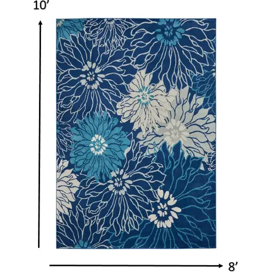 Navy and Ivory Floral Area Rug Photo 6