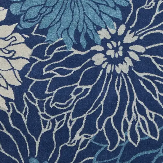 Blue And Ivory Floral Area Rug Photo 6