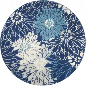 Photo of Navy and Ivory Floral Area Rug