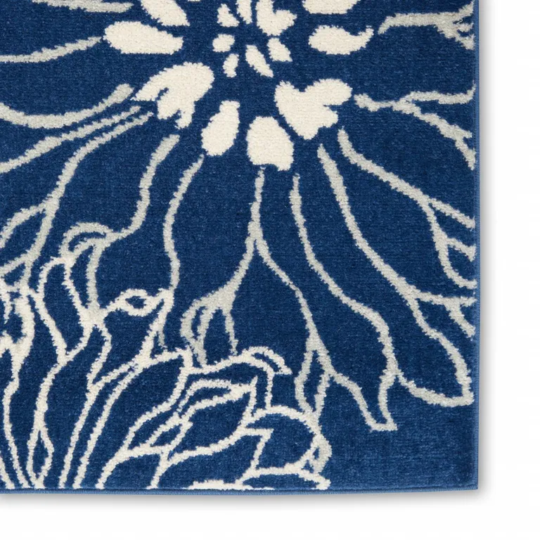 Navy and Ivory Floral Scatter Rug Photo 1